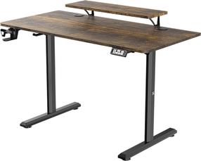 Rašomasis stalas su lentyna reguliuojamo aukščio Ultradesk Highlander, rudas/juodas