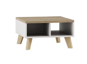 Žurnalinis staliukas Cama Meble Lotta 60, ąžuolo/balta, 60 cm x 60 cm x 35 cm