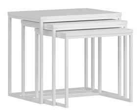 Kavos staliukų komplektas Kalune Design Evia, baltas, 36 - 40 cm x 55 cm x 42 - 50 cm, 3 vnt.