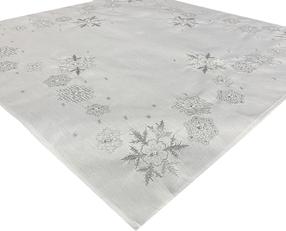 Kalėdinė staltiesė kvadratinė OS-308-A, balta/sidabro, 85 x 85 cm