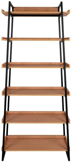 Knygų lentyna House Nordic Sakai, ruda/juoda, 35 cm x 80 cm x 185 cm