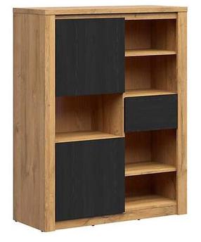 Pastatoma lentyna Walton, ąžuolo/juoda, 42 cm x 104.5 cm x 133.5 cm