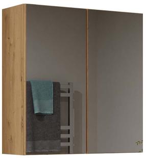 Pakabinama vonios spintelė su veidrodžiu Pola 2DL, ąžuolo, 22 cm x 60 cm x 60 cm