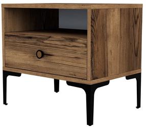 Naktinis staliukas Kalune Design Lizbon 532, riešuto, 40 cm x 56 cm x 50.8 cm