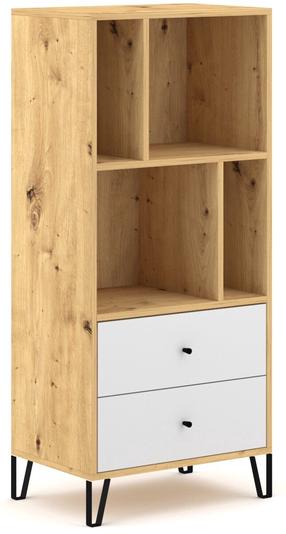 Pastatoma lentyna Bilbao BL07, ąžuolo/balta, 63.4 cm x 40 cm x 135.2 cm