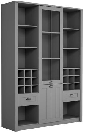 Spintelė - vitrina Gala Meble Prowansja W2D2S, pilka, 43 cm x 140 cm x 198 cm
