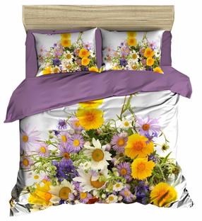 Patalynės užvalkalų komplektas Mijolnir 178PRL1150, alyvinė/balta/geltona, 160 x 220 cm