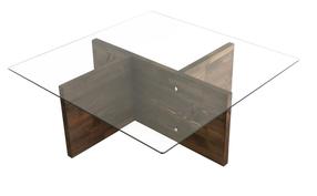 Kavos staliukas Kalune Design Glory, riešuto, 90 cm x 90 cm x 35 cm