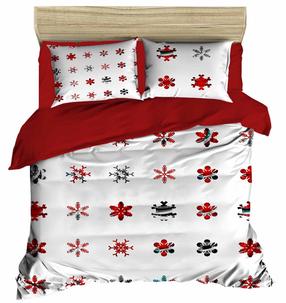 Kalėdinis patalynės užvalkalų komplektas Mijolnir 178PRL2078, baltas/raudonas/žalias, 200 x 220 cm