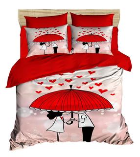 Patalynės užvalkalų komplektas Mijolnir 207 178PRL1480, baltas/raudonas/rožinis, 200 x 220 cm