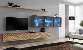 Svetainės baldų komplektas ASM Switch XVII L, vidaus, rudas/pilkas