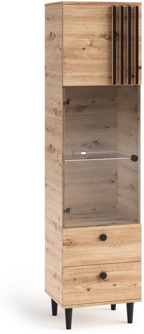 Spintelė - vitrina ADRK Livia 05, ruda/juoda, 50 cm x 40 cm x 196 cm