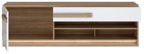 TV staliukas Forte, ąžuolo/balta, 41.5 cm x 159.9 cm x 50 cm