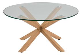 Kavos staliukas Heaven Round, ąžuolo/skaidri, 82 cm x 82 cm x 40 cm