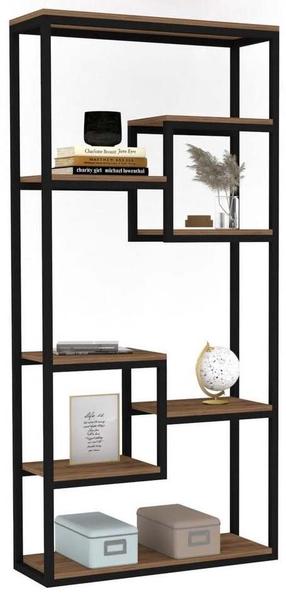 Pastatoma lentyna Kalune Design Emina 835PUQ3670, juoda/riešuto, 29 cm x 85 cm x 182 cm