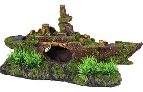 Akvariumo dekoracija Flamingo Moza Submarine, 0.22 kg, ruda/žalia, 23 cm