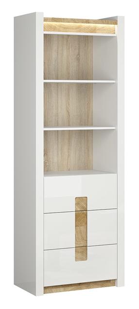 Spinta Alameda S420-REG3S-BIP/DWM/BIP, ąžuolo/balta, 41.5 cm x 72 cm x 201.5 cm