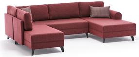 Kampinė sofa Hanah Home Belen, bordo, 202 x 300 cm x 75 cm