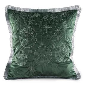 Kalėdinis dekoratyvinės pagalvėlės užvalkalas 118B, sidabro/žalia, 45 cm x 45 cm
