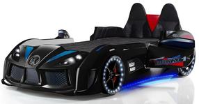 Vaikiška lova viengulė Kalune Design Mnv3, juoda, 90 x 190 cm, be patalynės dėžės, be čiužinio