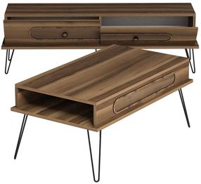 Svetainės baldų komplektas Kalune Design Ekol, vidaus, riešuto