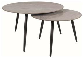 Kavos staliukų komplektas Kora C, juodas/pilkas, 80 cm x 80 cm x 45 cm, 2 vnt.