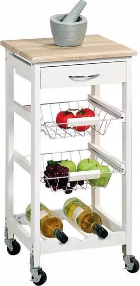 Serviravimo vežimėliai Kesper, ruda/balta, 36 cm x 36 cm x 77 cm