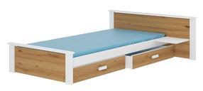 Vaikiška lova viengulė ADRK Aldex Shelf, ruda/balta, 90 x 200 cm, su patalynės dėže, su čiužiniu