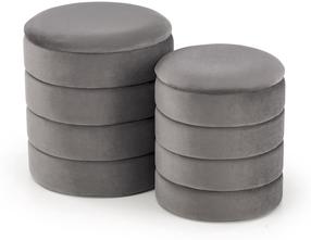 Pufų komplektas Pacho, pilkas, 40 cm x 40 cm x 44 cm