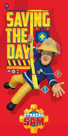  Vaikiškas rankšluostis Faro Fireman Sam RDY-53, raudonas, 70 cm x 140 cm