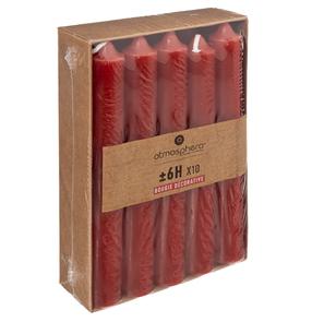 Žvakė, kūginė Atmosphera Hugo, 6 h, 10 vnt., Raudona