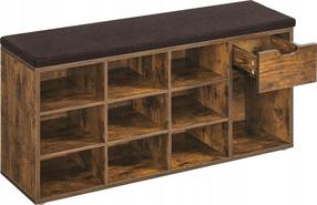 Suoliukas su batų lentyna Vasagle, rudas, 104 cm x 30 cm x 48 cm