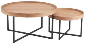 Kavos staliukų komplektas Home4you Music, ąžuolo, 70 cm x 70 cm x 46 cm, 2 vnt.