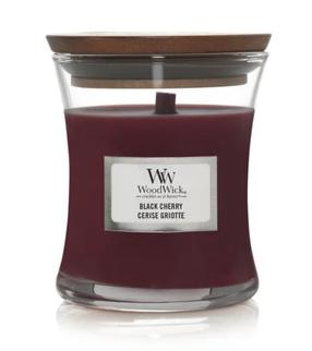 Žvakė, aromatinė WoodWick Black Cherry Medium Core, 80 h, 275 g, Raudona