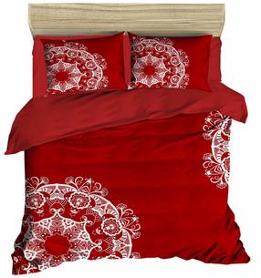 Kalėdinis patalynės užvalkalų komplektas Mijolnir 178PRL1271, baltas/raudonas, 200 x 220 cm