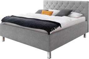 Lova dvigulė San Remo, 160 x 200 cm, chromo/šviesiai pilka, be čiužinio, su grotelėmis