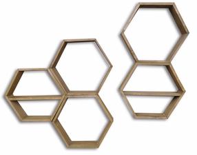 Sieninė lentyna Kalune Design HEX003, riešuto, 40 cm x 10 cm x 40 cm