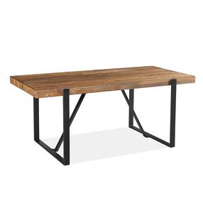 Valgomojo stalas Home4you Ironbridge, juoda/medžio, 180 cm x 88 cm x 76 cm