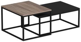 Kavos staliukų komplektas Kalune Design Leka, juodas, 60 cm x 45 cm x 47 cm, 2 vnt.