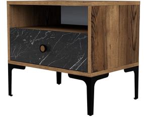 Naktinis staliukas Kalune Design Lizbon 534, juoda/riešuto, 40 cm x 56 cm x 50.8 cm