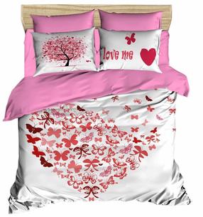 Patalynės užvalkalų komplektas Mijolnir 187 178PRL1461, baltas/raudonas/rožinis, 200 x 220 cm