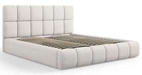 Lova dvigulė Micadoni Home Bellis Chenille, 140 x 200 cm, šviesiai pilka, be čiužinio, su grotelėmis