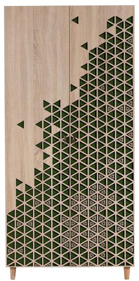 Spinta Kalune Design Stil 121, sonoma ąžuolo/žalia, 52 cm x 90 cm x 192 cm