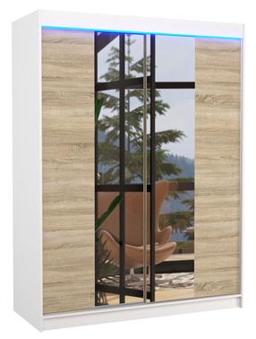 Spinta ADRK Fever LED, balta/rusva, 58 cm x 150 cm x 200 cm, su veidrodžiu