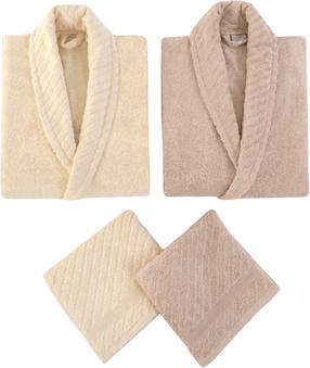 Chalatų rinkinys Foutastic Family Set 1062A-047-1, kreminė/ruda, Universalus