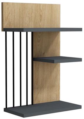 Sieninė lentyna Kalune Design Nezma 835PUQ1646, antracito/medžio, 40 cm x 21.4 cm x 60 cm