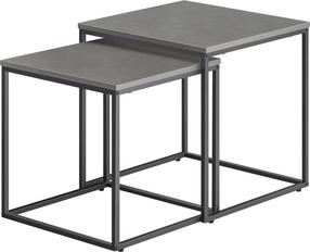 Kavos staliukų komplektas Leobert, juoda/cemento, 45 - 50 cm x 50 cm x 45.5 - 50.5 cm, 2 vnt.