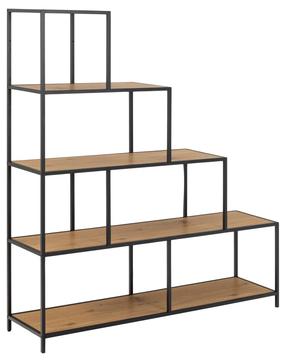 Lentyna Seaford Bookcase, ąžuolo/juoda, 135 cm x 35 cm x 150 cm