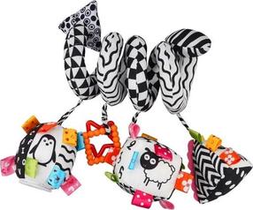 Žaislas vežimėliui Balibazoo Geometric figures, balta/juoda