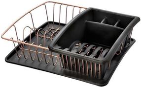 Indų džiovykla Metaltex Copper Aqautex, 35 cm x 30 cm x 12 cm, plastikas/nerūdijantysis plienas, juoda/vario